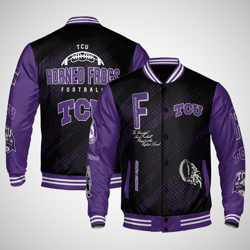 Tcu Horned Frogs , Ncaa Pattern Baseball Jacket, Varsity Jacket V12