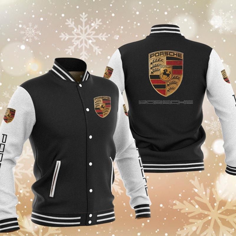 Porsche Brand Logo Baseball Varsity Jacket Full Color