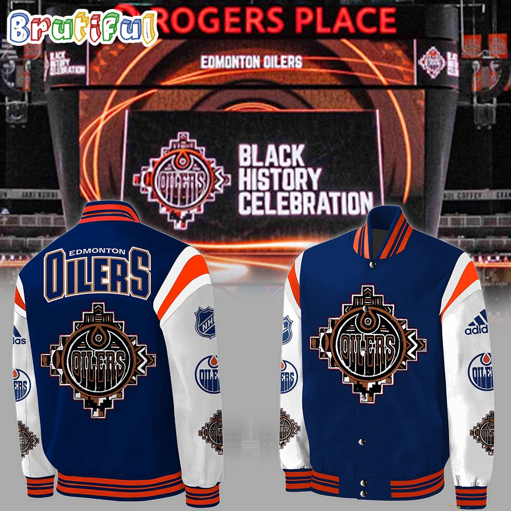 Nhl Edmonton Oilers Special Edition Black History Celebration Baseball Jacket