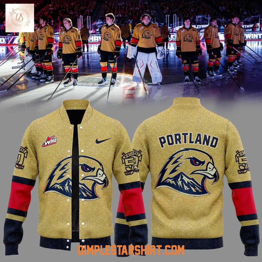 Portland Winterhawks 50Th Anniversary Golden Baseball Jacket