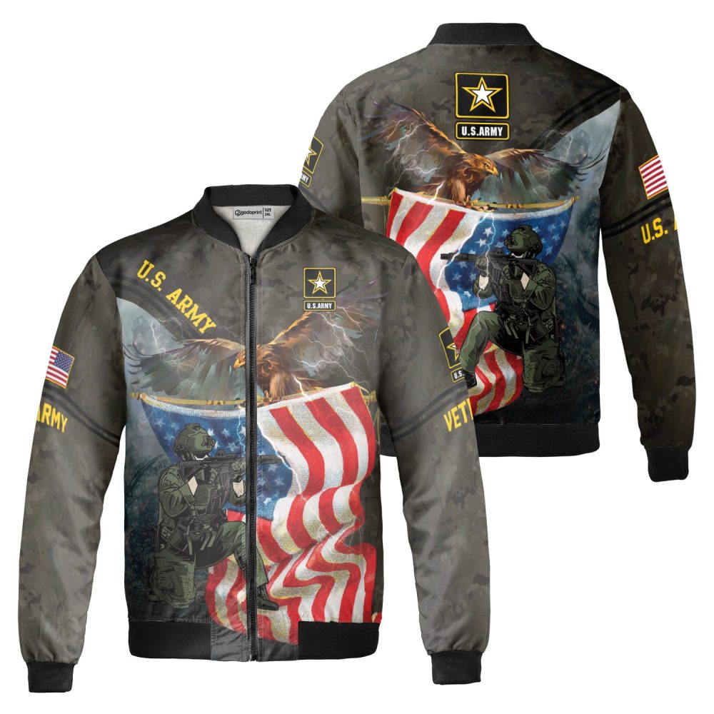 Veteran Bomber Jacket Soliders Us Army Veteran Eagle Bomber Gray Unisex Jacket Jacket