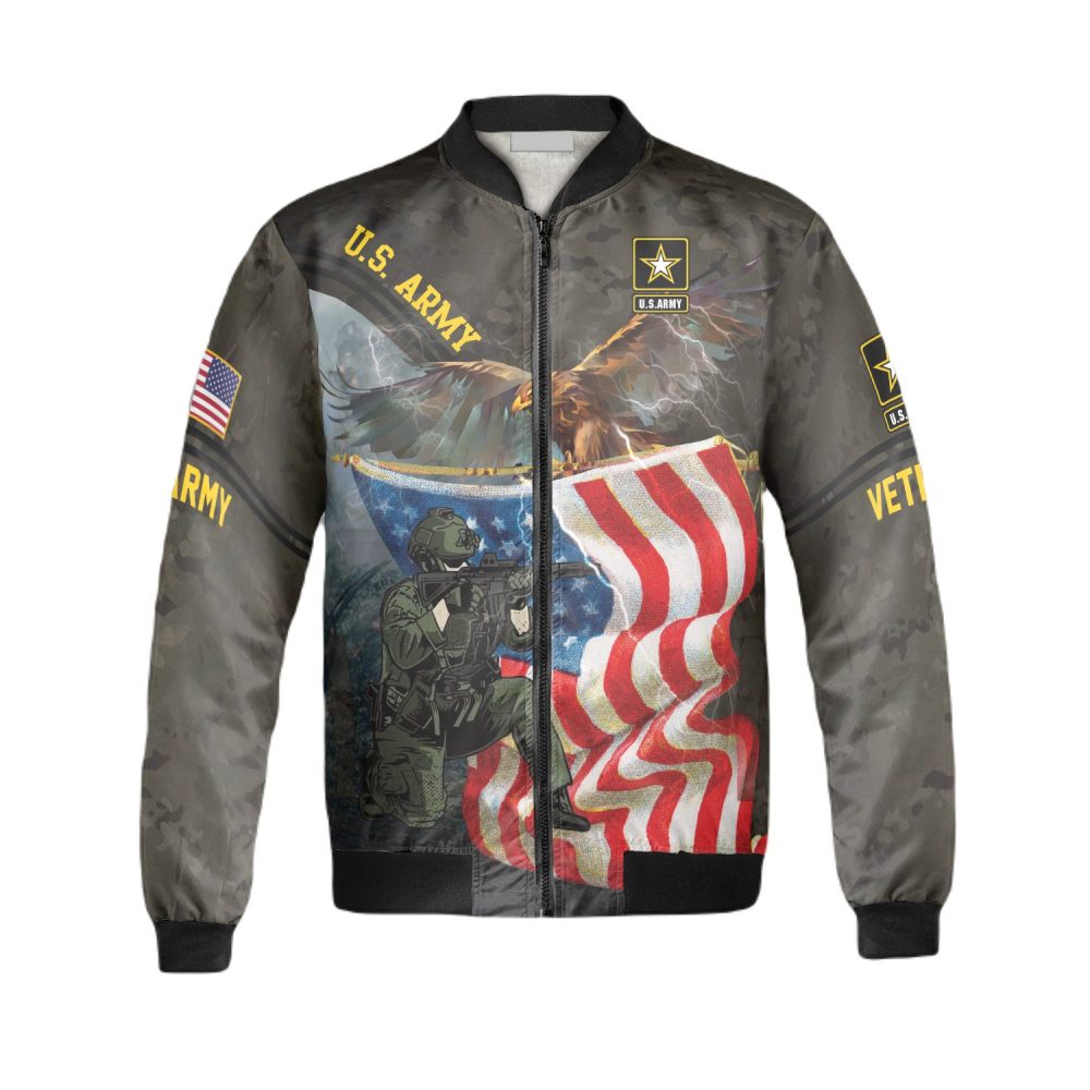 Veteran Bomber Jacket Soliders Us Army Veteran Eagle Bomber Gray Unisex Jacket Jacket