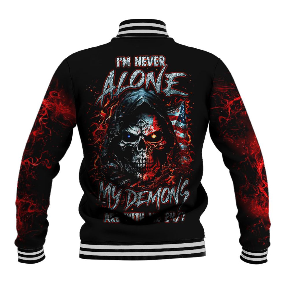 Blood Skull Baseball Jacket I Never Alone My Demon With Me 24/7 Dt01