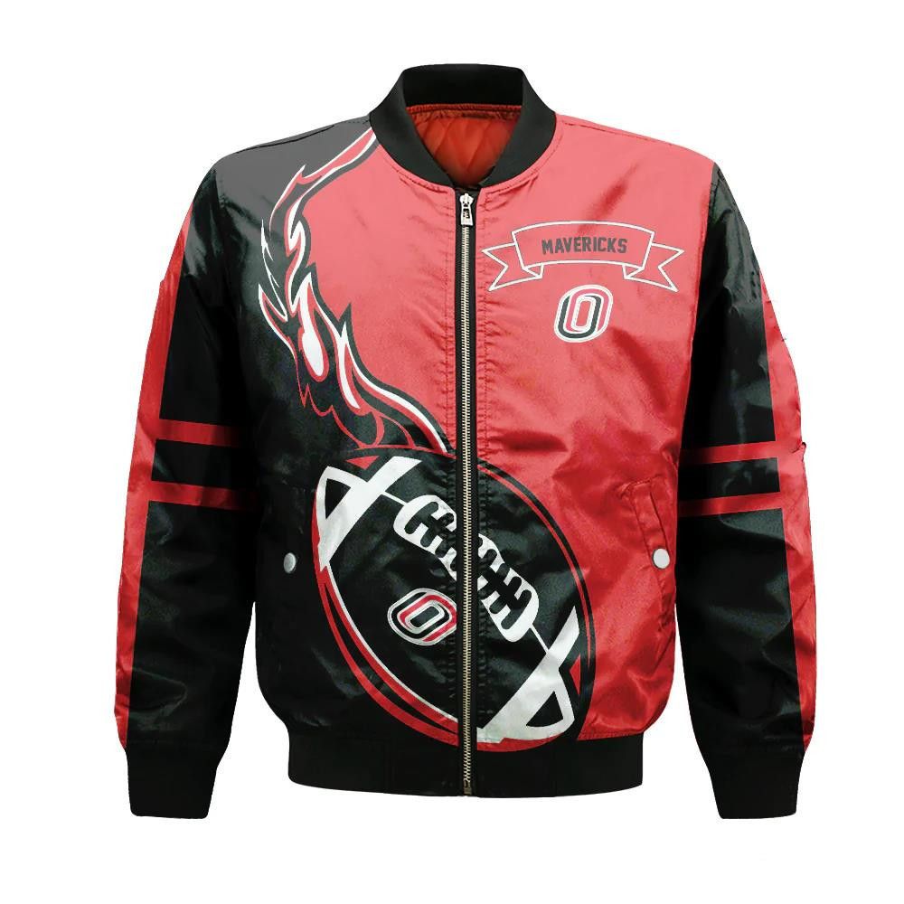 Omaha Mavericks Bomber Jacket 3D Printed Flame Ball Pattern