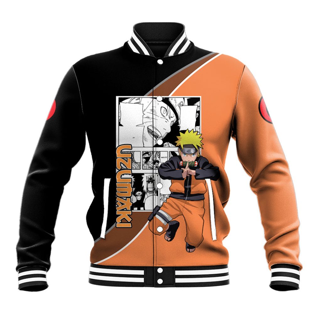 Nrt Uzumaki - Naruto Baseball Jacket Anime Mix Manga Style Ts04