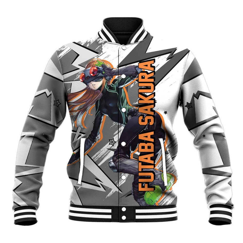 Futaba Sakura Persona Baseball Jacket Anime Mix Polygon Cyber Style Ts04
