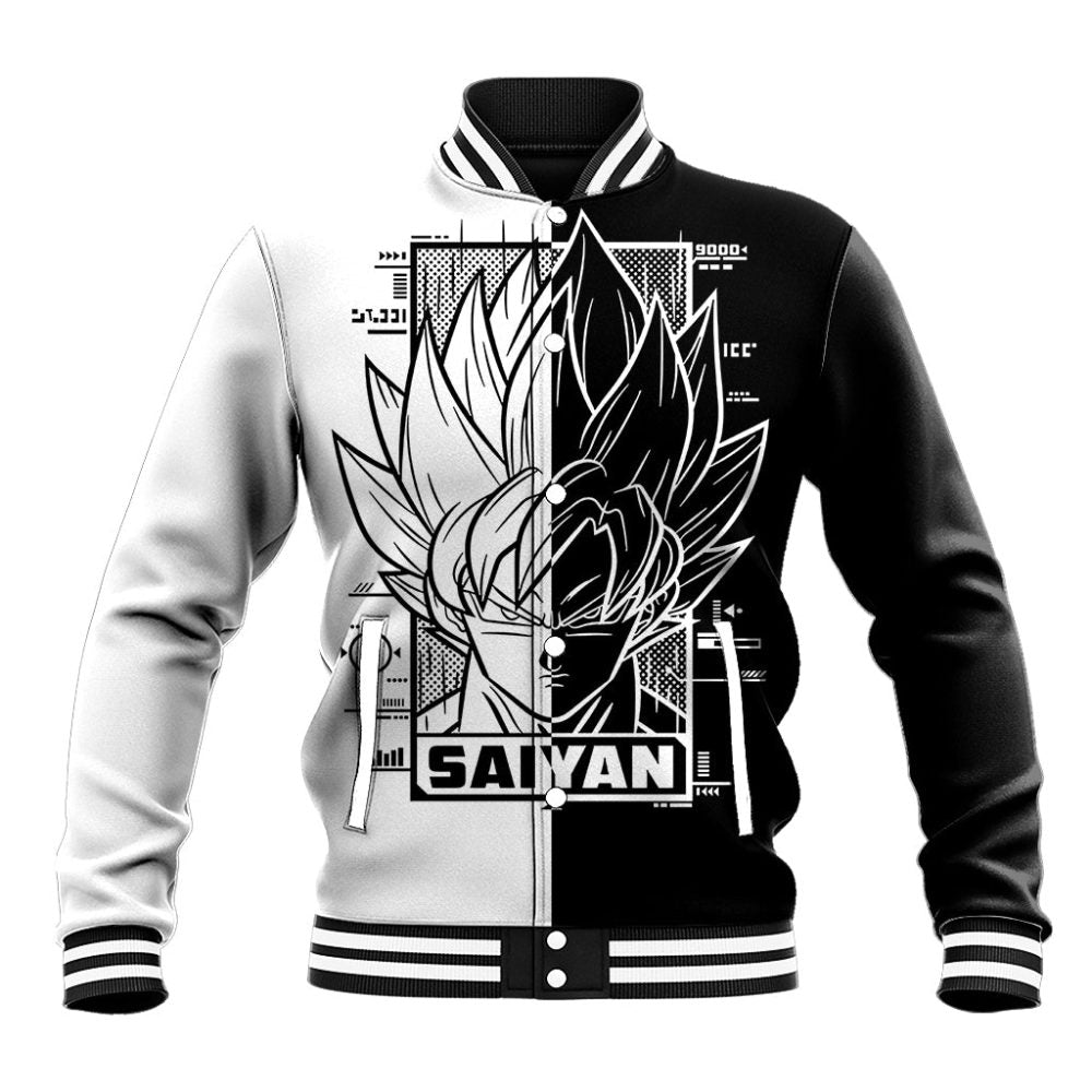 Goku Dragon Ball Black And White Abstract Baseball Jacket Anime Style Ts04