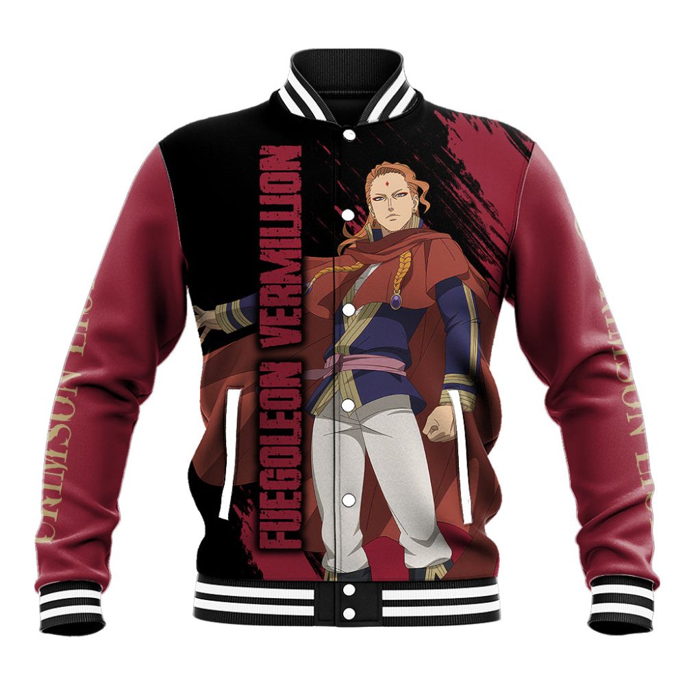 Crimson Lion Fuegoleon Vermillion Baseball Jacket Black Clover Ts04