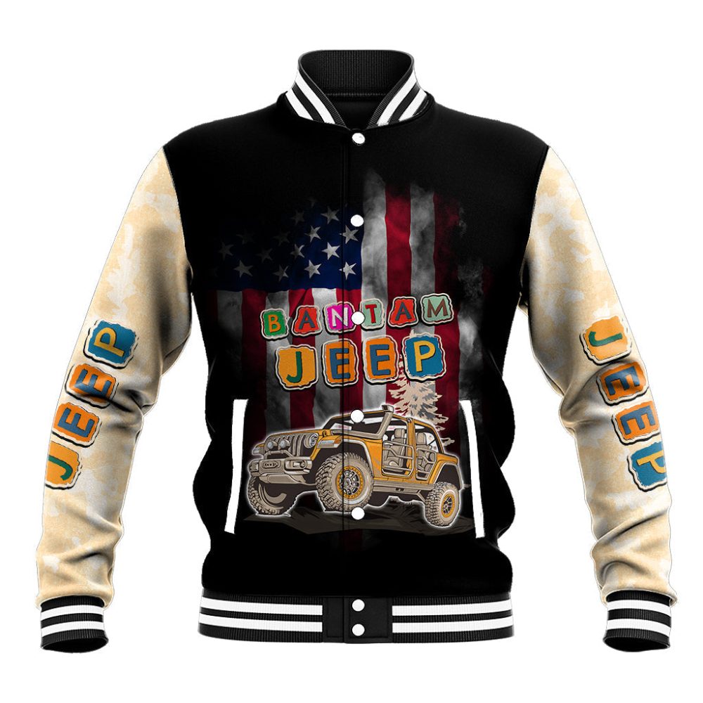 Beige Jeep Camouflage Baseball Jacket Bantam Jeep Heritage Festival 2023 Ts06