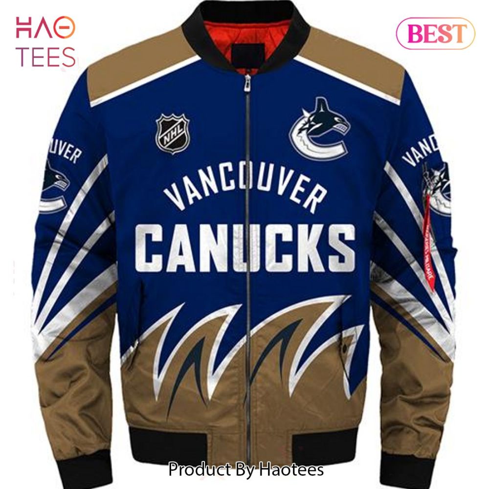 New Fashion   Vancouver Canucks Bomber Jacket Style Winter Gift For Men
